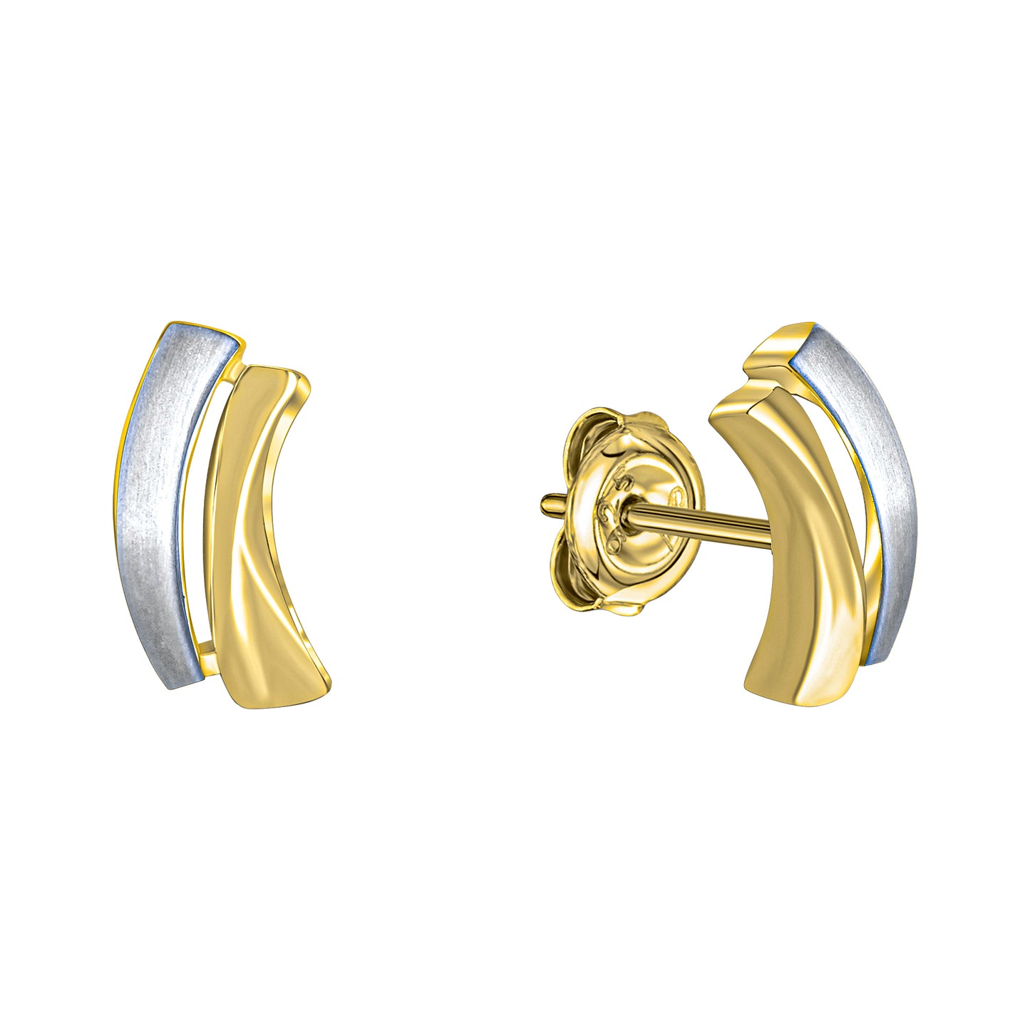 Ohrstecker 585/- Gelbgold bicolor glanz/matt