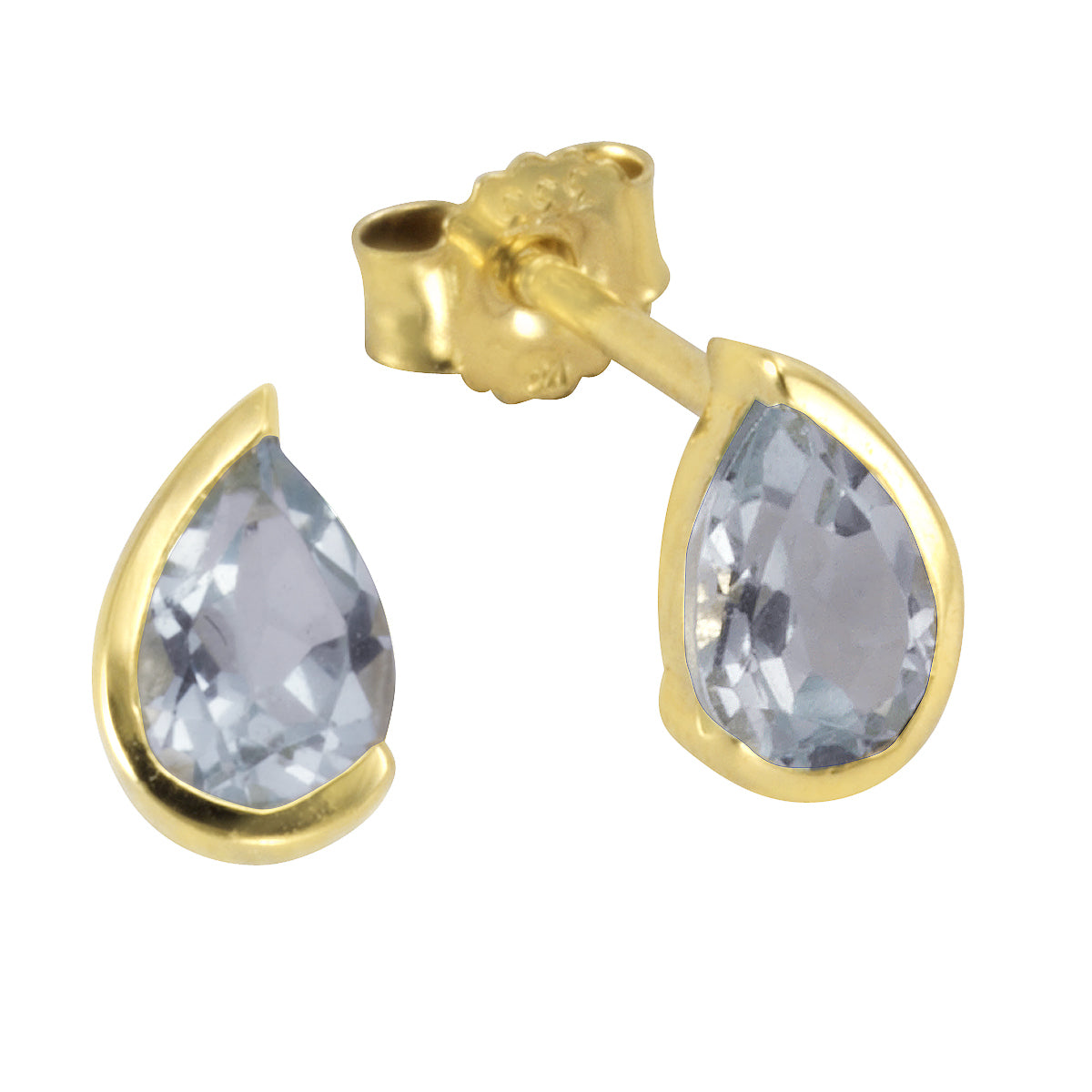 Ohrstecker 585/- Gelbgold glanz Blautopas